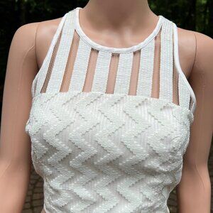 Milly White Lace Sleeveless Top with Sheer Top Size 6